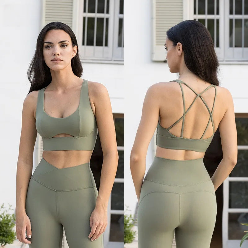 Conjunto Yoga Feminino 2 Peças - Top Esportivo e Calça Legging Modeladora