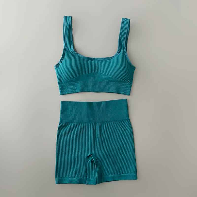 Conjunto Yoga Feminino Sem Costura - Kit 2 Peças Top e Legging