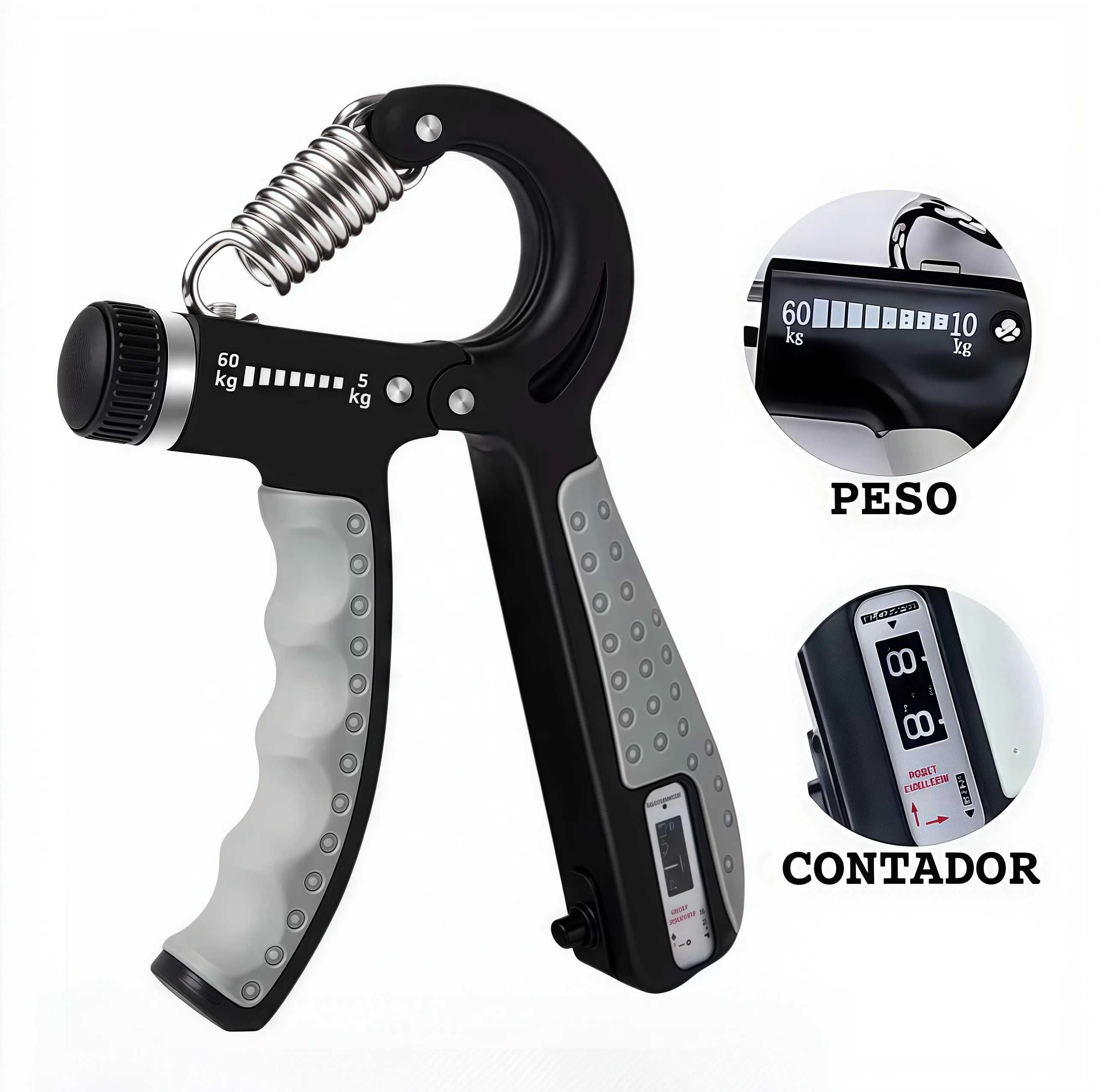 Hand Grip Fortalecedor de Mãos 5-60KG - Exercitador de Antebraço e Dedos
